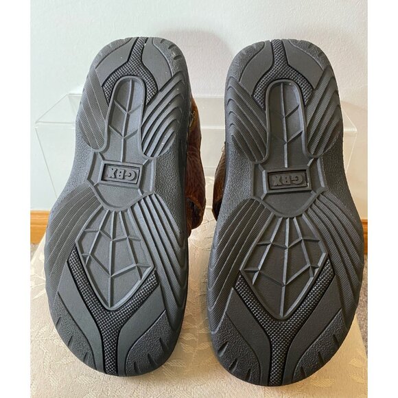 Gbx Brown Leather Closed-Toe Chunky Sandals Adjustable Strap Cushioned Soles 7M - Picture 6 of 9